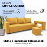 KAHEKOHALINE LAHTIKÄIV DIIVAN LAUAKESE JA TUMBADEGA COMBO